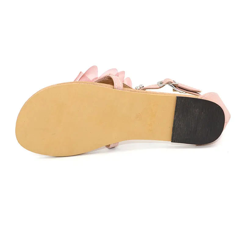 FITWEE/женские летние сандалии гладиаторы Украшенные бусинами с цветами на плоской