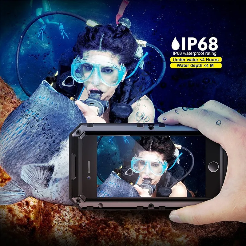 Чехол Portefeuille для iPhone 6 металлический водонепроницаемый чехол IP68 S X 7 8|for iphone|case