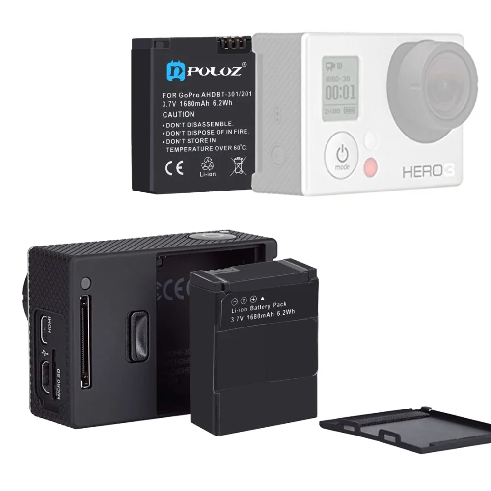 Puluz AHDBT-401 3.8 В 1160 мАч литий-ионный Батарея для GoPro HERO4 | Электроника