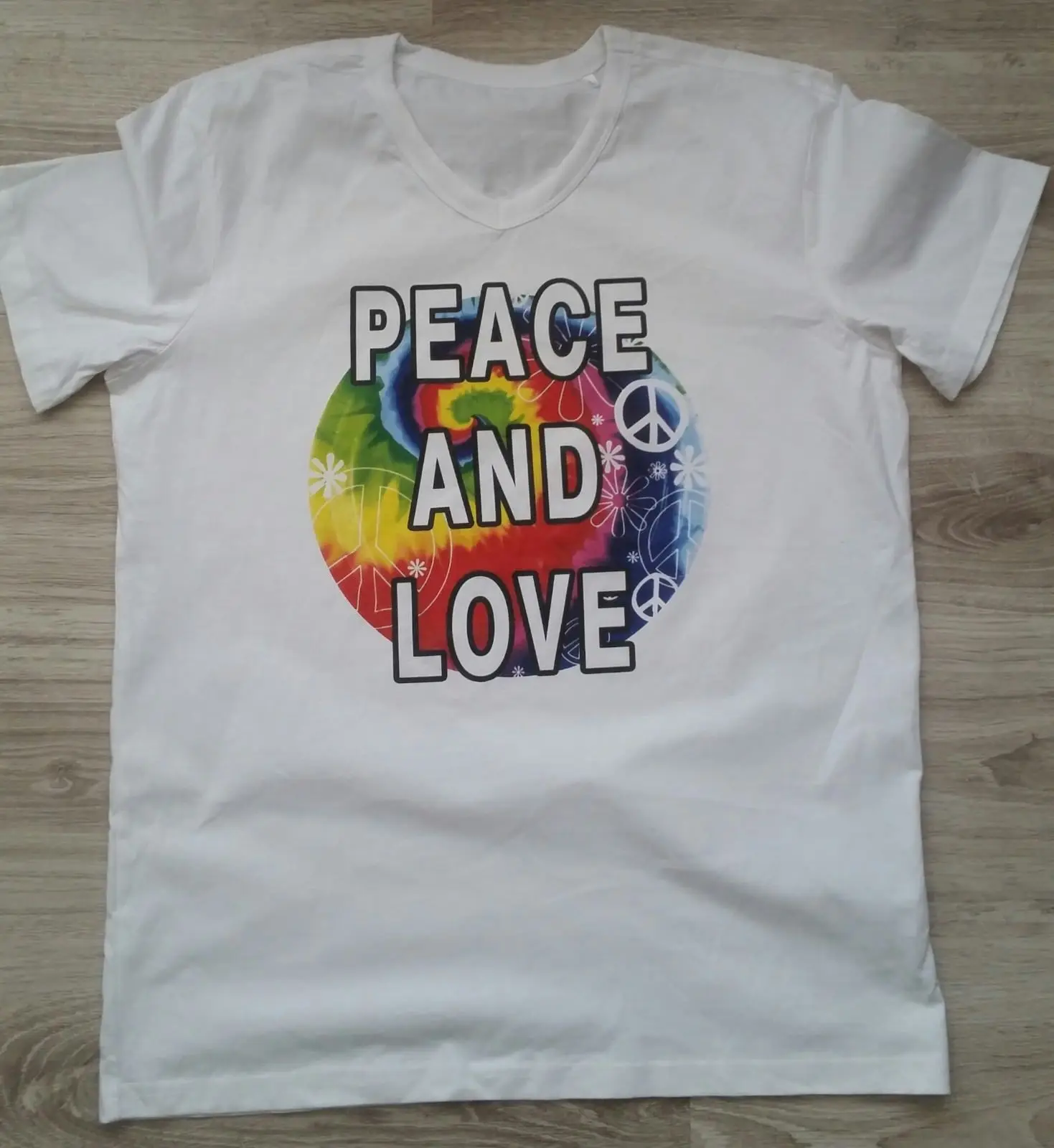 Peace and love Hippie лозунг Красочный Арт качество печати новый Летний Стиль Хлопок топы