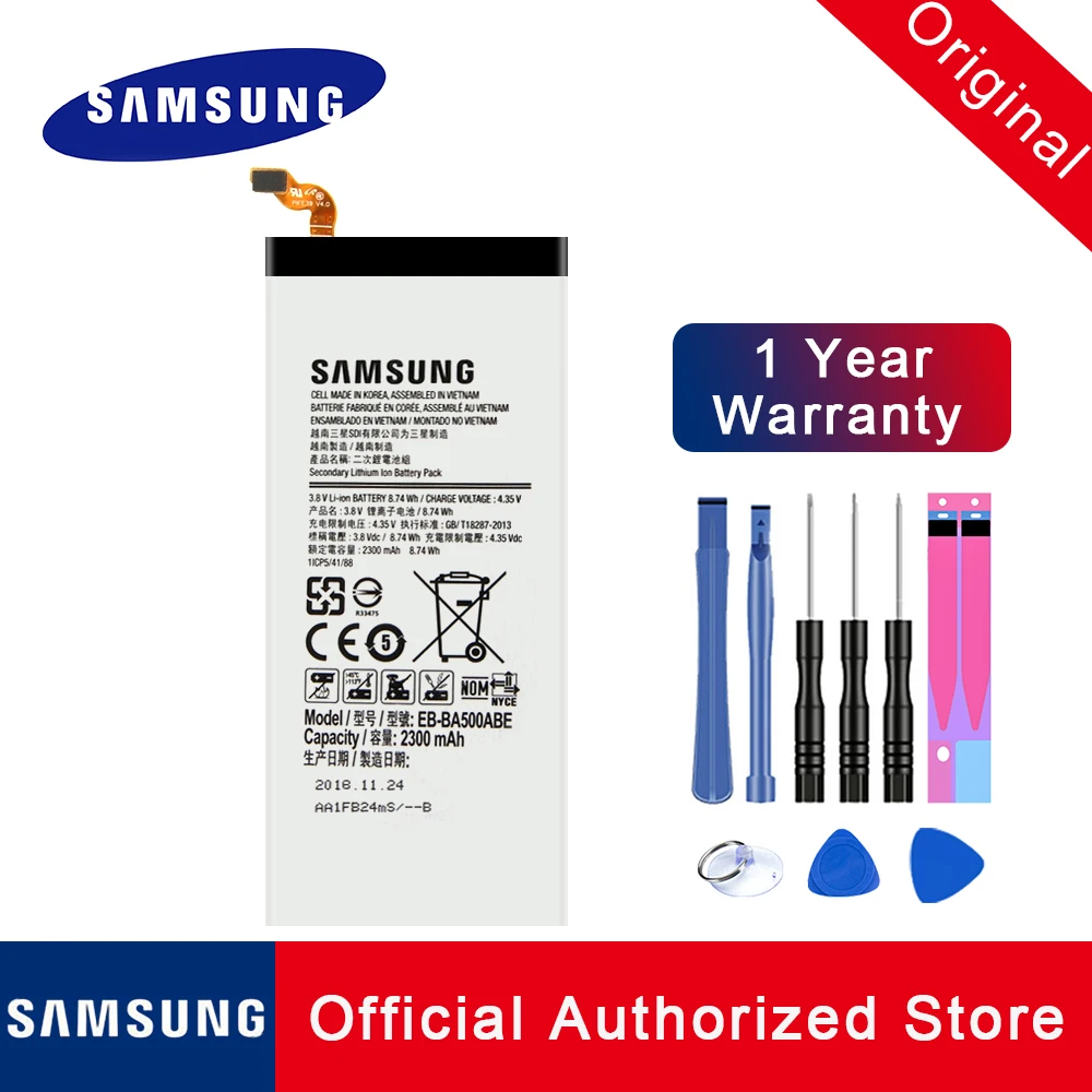 100% оригинальная запасная аккумуляторная батарея для Samsung Galaxy A5 A500 A5000 A500F A500H 2300