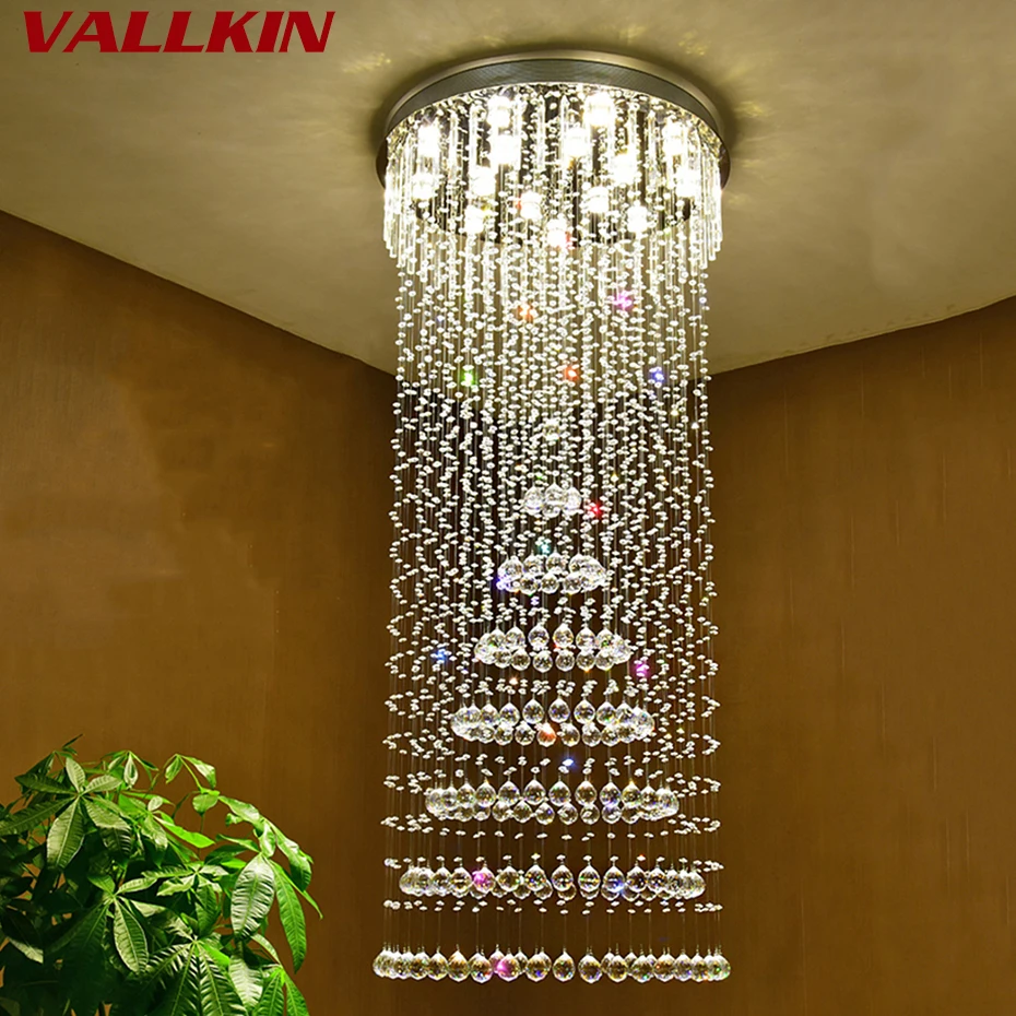 Современные большие хрустальные люстры спиральные круглые кольцевые лестницы