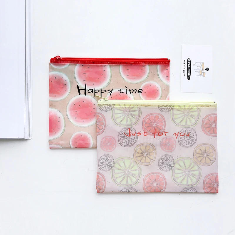 JIANWU A4 Korean fruit folder PVC cartoon pencil case examination necessary office stationery kawaii|pvc folder|folder kawaiicartoon folders |