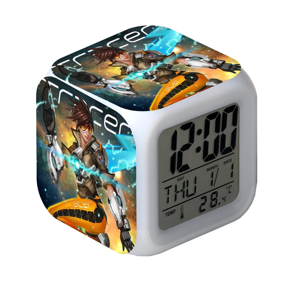 Будильник Светодиодный свет 7 цветов Изменение Orologio Digitale часы квадратный стол