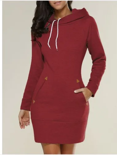 Осень-зима теплые длинные толстовка с капюшоном Для женщин 2018 Bodycon Повседневное