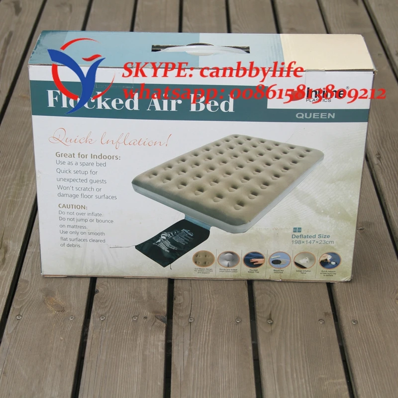 Двойной плюс портативный надувной матрас с сумкой для переноски кемпинга