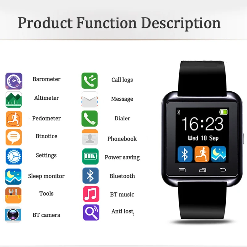 2018 горячая Распродажа U8 Smartwatch Bluetooth часы Сенсорный экран ответ и набрать