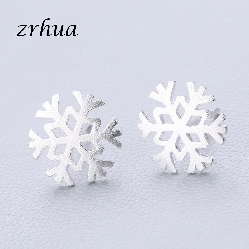 snowflower ZRHUA 925 пробы серебряные сплайсинга милые серьги-гвоздики с животными для женщин повседневные Девушки Brincos личность Стерлинговое Серебро-ювелирные изделия - Окраска металла: snowflower