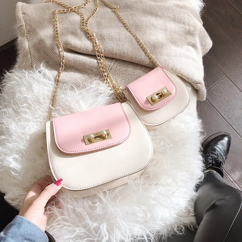 Текстурированная сумка женская 2019 универсальная с косой цепочкой на одно плечо в