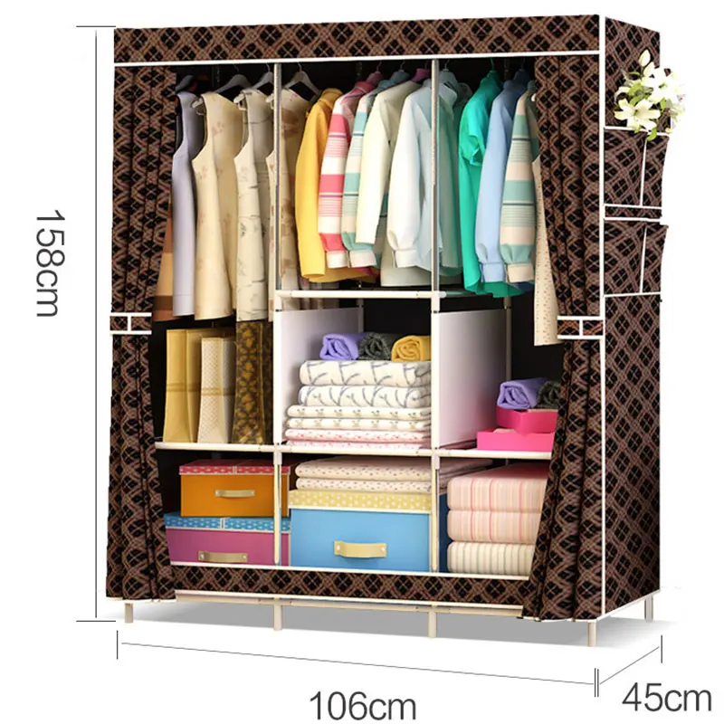 

Multi-purpose Non-woven Cloth Wardrobe Fabric Closet Portable Folding Dustproof Waterproof Clothing Storage Cabinet Furniture