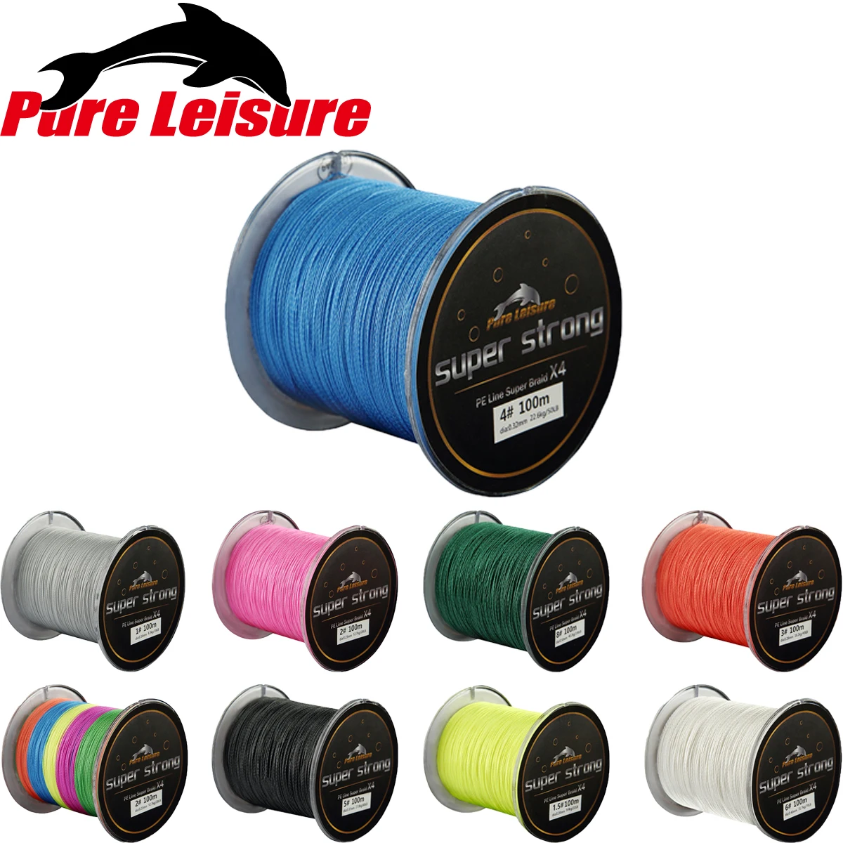 PureLeisure 4 подставки 100 м плетеная леска Tresse De Peche Linha Multifilamento 100% PE Fil
