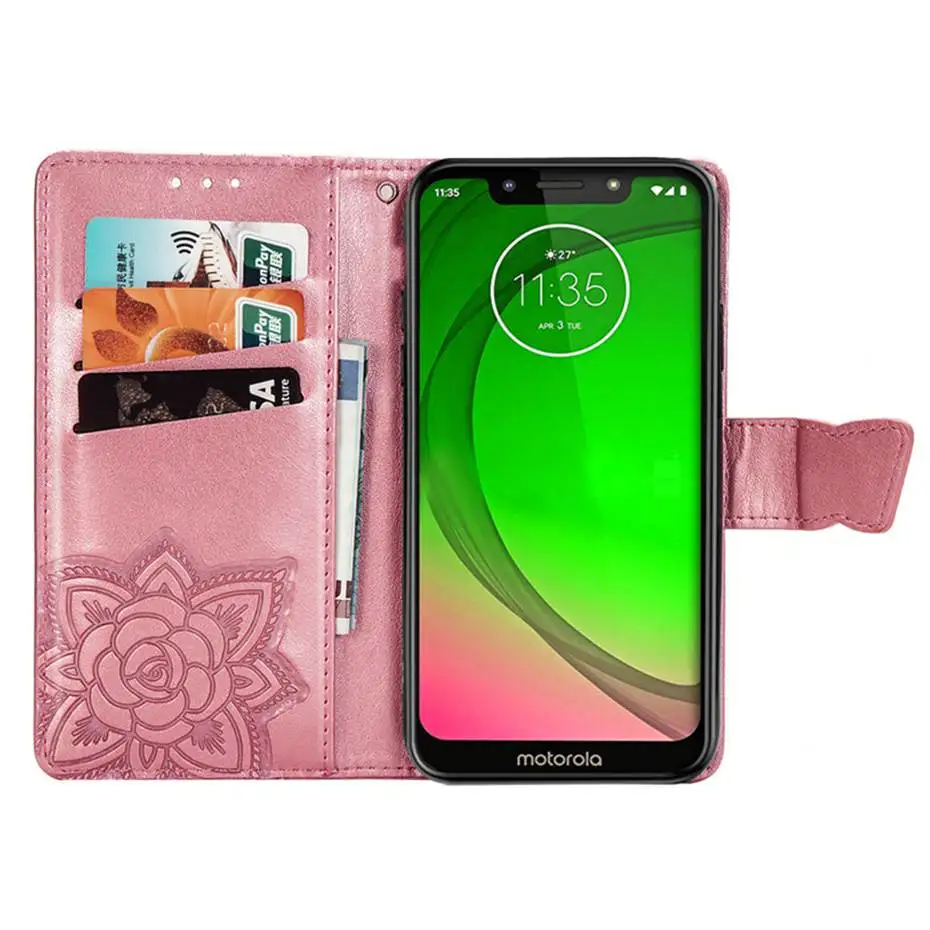 Флип-кейс из искусственной кожи для Motorola Moto G7 play 3D чехол-кошелек с бабочкой
