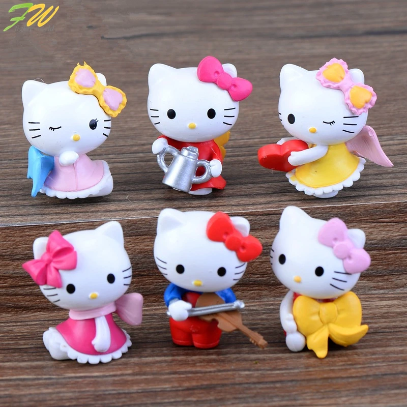 (6 шт./лот) миниатюрные фигурки KT cat игрушки Милая модель детские 3 см ПВХ японское