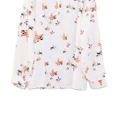 Женская Летняя Повседневная рубашка с длинным рукавом и принтом перьев