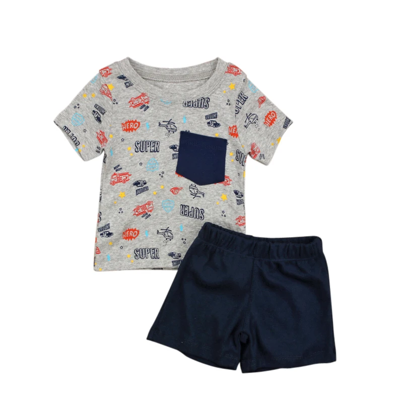 Toddler Baby Boys Clothes Set Letter Printing Outfit Short Sleeve T-shirt Tops+Shorts Children Clothing 6-24 Months 2PCS |