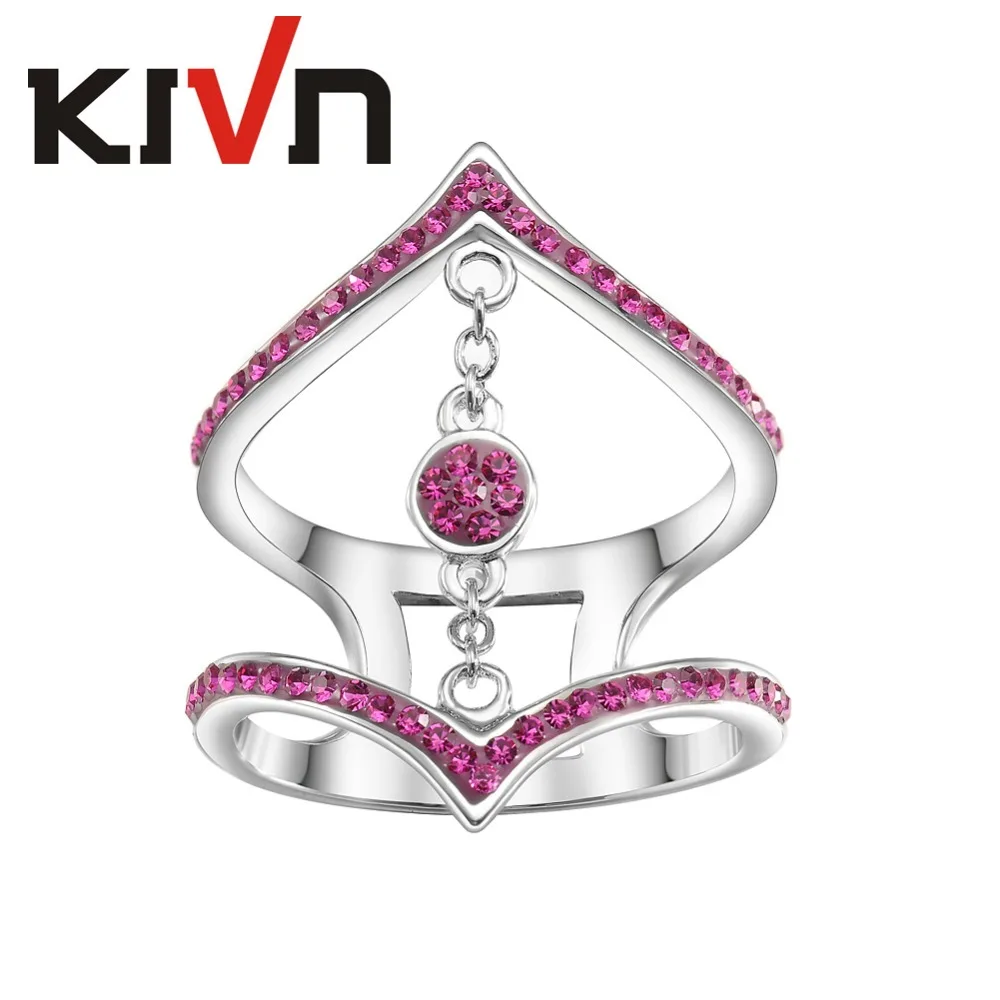 Женские модные украшения KIVN синие кристаллические кольца для свадьбы и помолвки