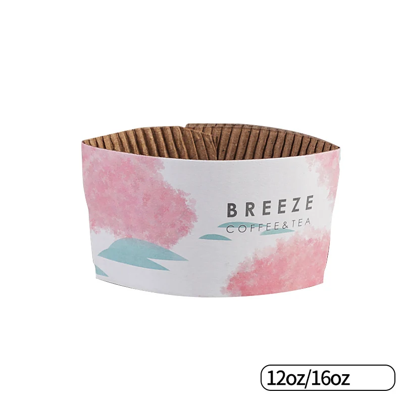 breeze 50 шт чашки с длинными рукавами для детей возрастом от 12/16 унций одноразовые чашки 7 узор двухслойная коробка гофрированной бумаги для кофе, чая, стаканчиков с защитой от перегрева по индивидуальному заказу - Цвет: breeze