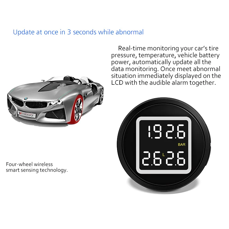 D580C-TL автомобильная система контроля давления в шинах TPMS с usb-портом для зарядки и 4 внешними автономными датчиками батареи