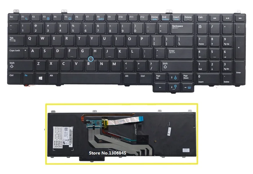 

SSEA New US Keyboard backlight For DELL E5540 15-5000 laptop black Keyboard with mouse rod