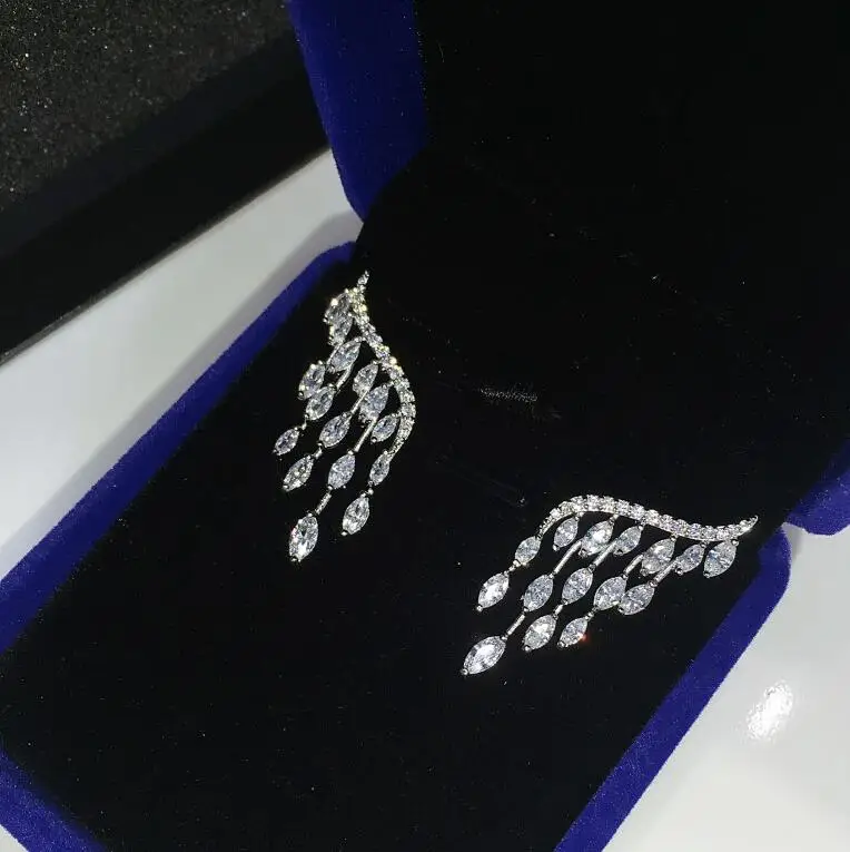 Женские вечерние Ги гвоздики с фианитом цвет белое золото|stud earrings|stone stud earringsangel