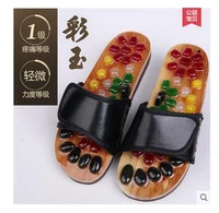 black and white stone reflexology massage acupuncture massager health care shoes summer sandals slippers women man foot stress