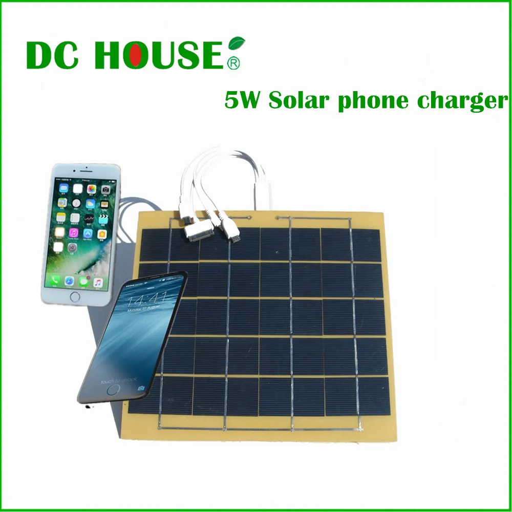 DC House High Speed Solar cell phone charger by 5w 5.5v solar panel emergency power bank camping |