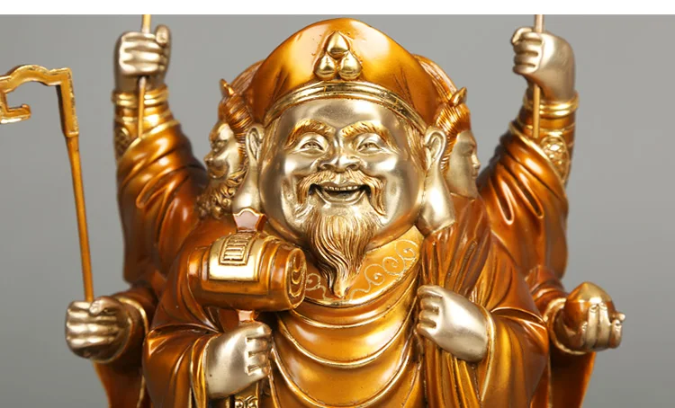 31CM LARGE --GOOD BUDDHA-- Asia Great Japan Tokyo HOME Talisman Money Drawing God of wealth 3 face Mahakala GOD brass statue | Дом и сад