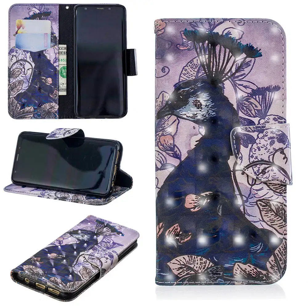 3D чехол для телефона samsung Galaxy Note 10 S10 S9 S8 Plus S10E чехол для samsung S8 S9 S10 Plus Чехол-книжка кожаный кошелек