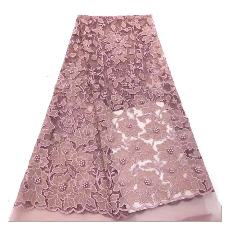 Me-dusa Hollow flower bead High quality fashion dress African tulle lace french wedding fabric 2019 newest 5yards/pcs | Аксессуары для