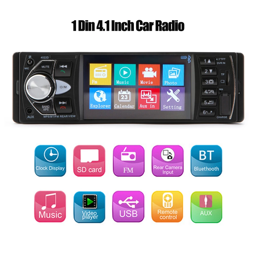 Автомагнитола Hippcron 1 Din 4022D Bluetooth 4 "экран поддержка камеры заднего вида рулевое