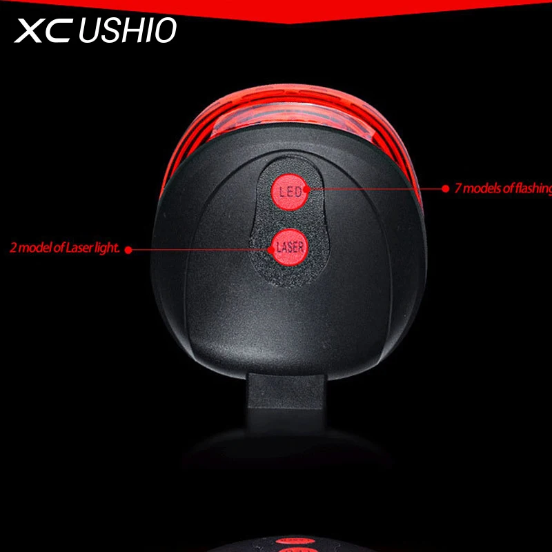 5LED + 2 Лазерная велосипед огни Новый Водонепроницаемый Велосипедное освещение