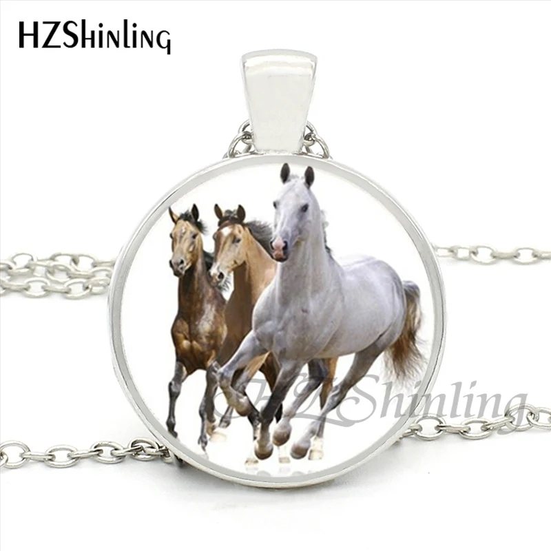 HZShinling HZ1-MINI-0029, модное крутое ожерелье с лошадью, стеклянный кабошон ручной работы, ожерелье с подвеской в виде бегущей лошади, ювелирные изделия