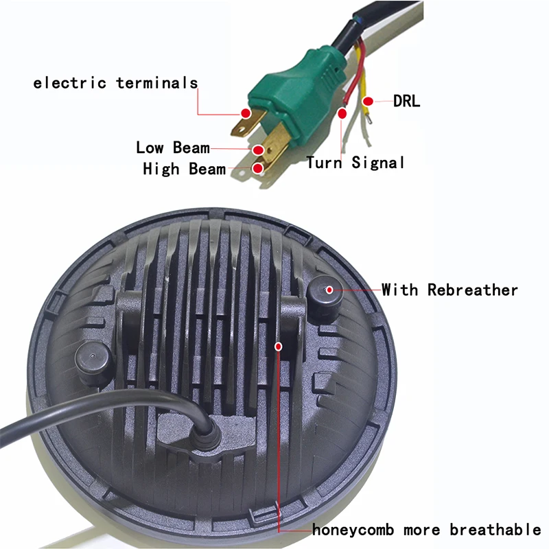 7 INCH Round LED Headlight with DRL Integrated 7'' 80W Headlights for Jeep Wrangler Harley Hummer FJ Cruise Defender |