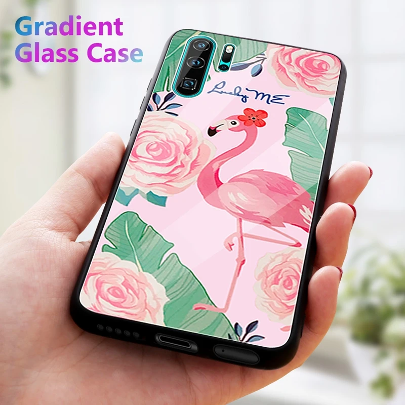 Чехол из закаленного стекла для телефона для huawei P30 Lite P20 Pro mate 20 Lite mate 20 P 30 Pro Чехол с узором TPU цветок милый чехол с мягкими краями