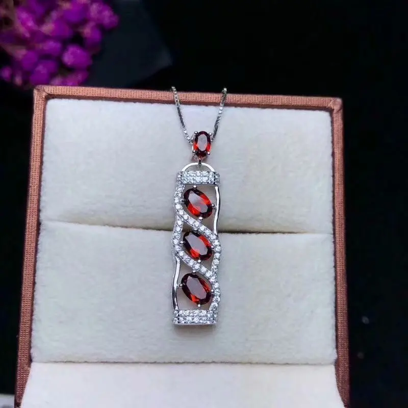 925 sterling silver natural Garnet necklace pendant Beauty A birthday present for a girlfriend's lover. Posting | Украшения и