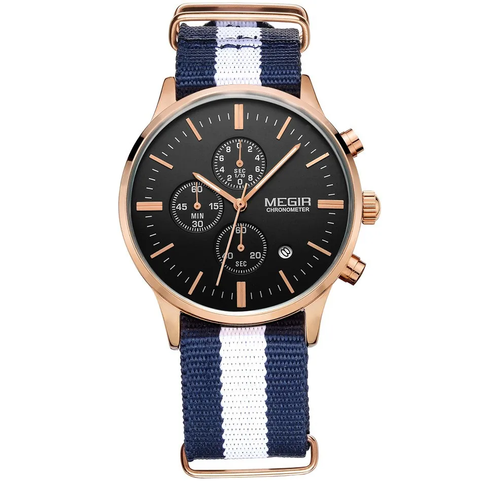 Megir relojes hombre роскошные Брендовые мужские наручные часы модные повседневные часы с кожаным ремешком Хронограф Спортивные часы золотые антикварные мужские часы