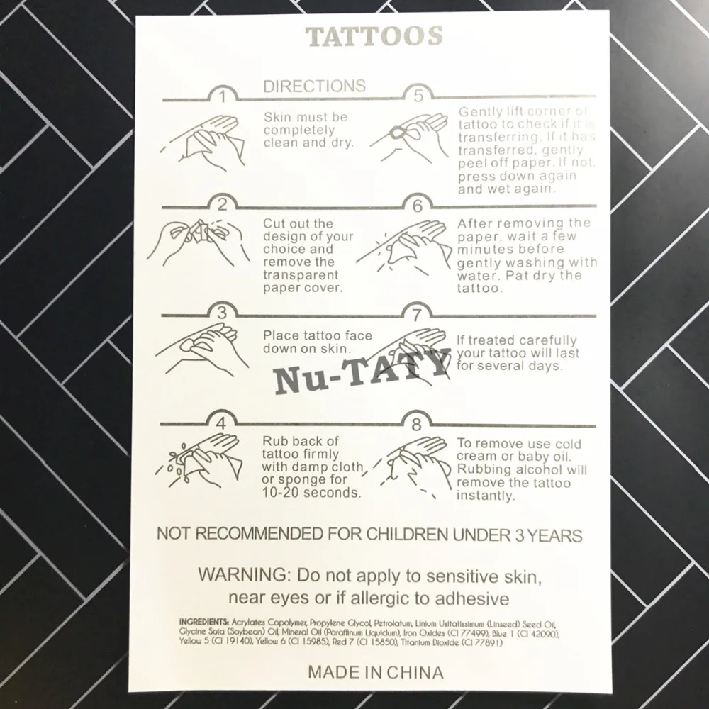 Nu-TATY 25 стиль временная 3D татуировка боди-арт чокер золотой дизайн флэш-татуировка