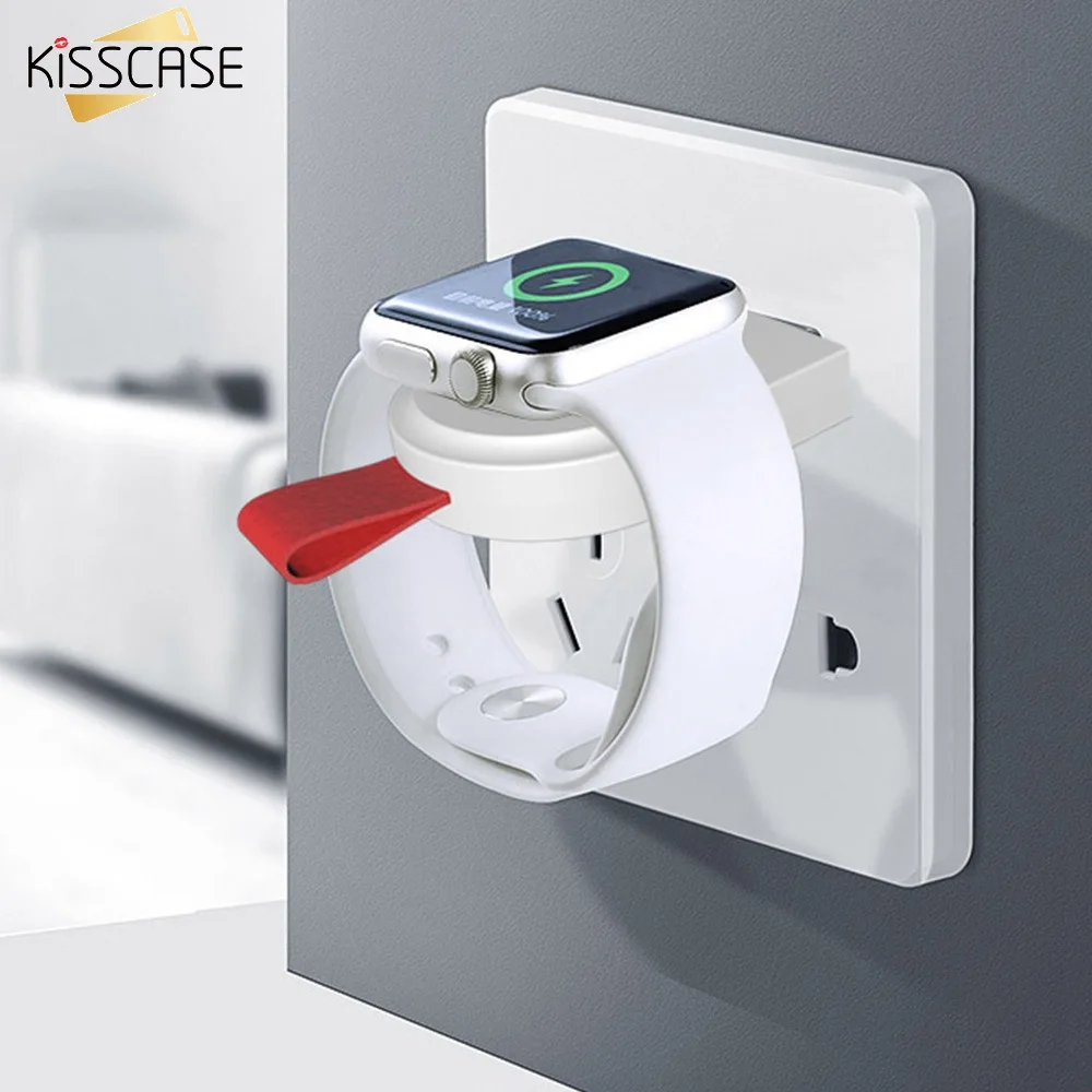 KISSCASE магнитное Беспроводное зарядное устройство для Apple Watch 4 портативное с USB 3 2 1
