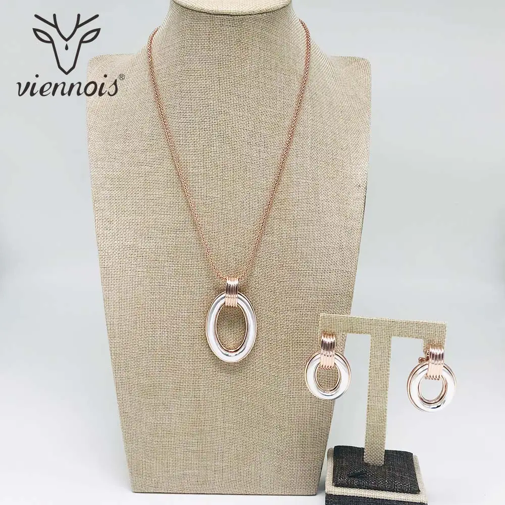 Viennois, новинка, серьги-гвоздики цвета розового золота/золота, набор украшений для женщин, круглые женские вечерние Ювелирные наборы