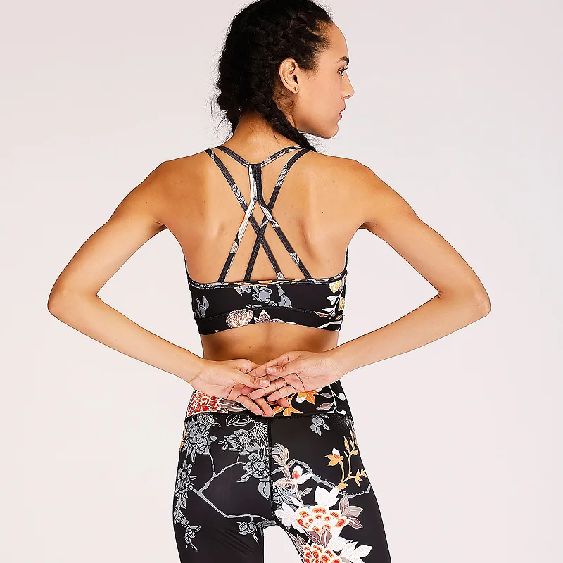 

Floral Print Fitness Women's Yoga Set Sports Running Sportswear Jogging Dance Sports Set Exercise Clothing Bra + Slim Pants Set