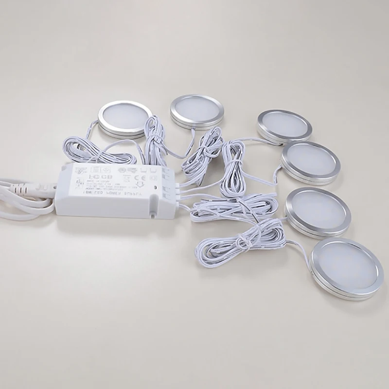 LAIDEYI 6 шт под шкафом Свет Полки свет витрина шкаф 12V круглый светодиодный кухонный