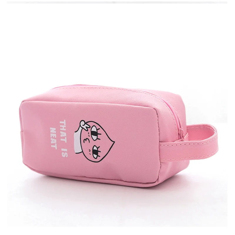 pink Принт с героями мультфильмов Kawaii, Животные из искусственной кожи мой друг Карандаш Чехол большой Ёмкость Карандаш сумка школьные канцелярские товары для детей любого пола подарок - Цвет: pink
