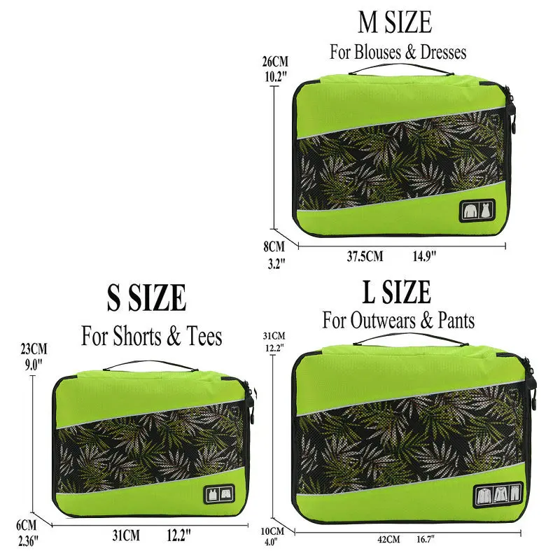 Green S-M-L Foxmertor, упаковочные кубики, модная дорожная сумка для путешествий, сетчатая упаковка, органайзер, дышащий нейлон, для мужчин и женщин, для путешествий, чемодан, органайзер, набор - Цвет: Green S-M-L