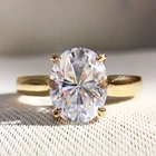 Великолепное кольцо с муассанитом, 1 карат ct DF цветное лабораторное овальное обручальное кольцо с бриллиантом 14 к 585 Желтое золото