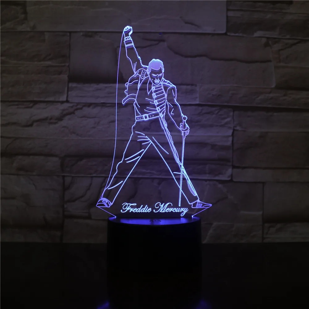 

British Singer Freddie Mercury Figure 3d Led Night Light Lamp Nightlight for Office Home Decoration Best Fans Gift Dropshipping