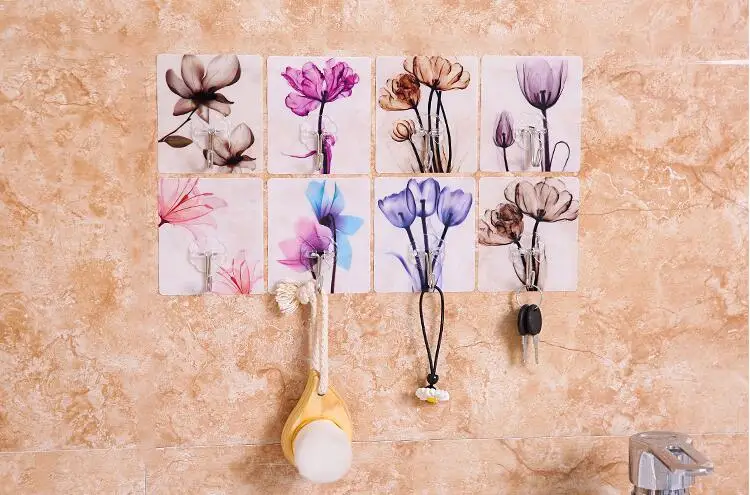 5 шт./лот крепкие домашние кухонные крючки цветочный дизайн присоска присоски