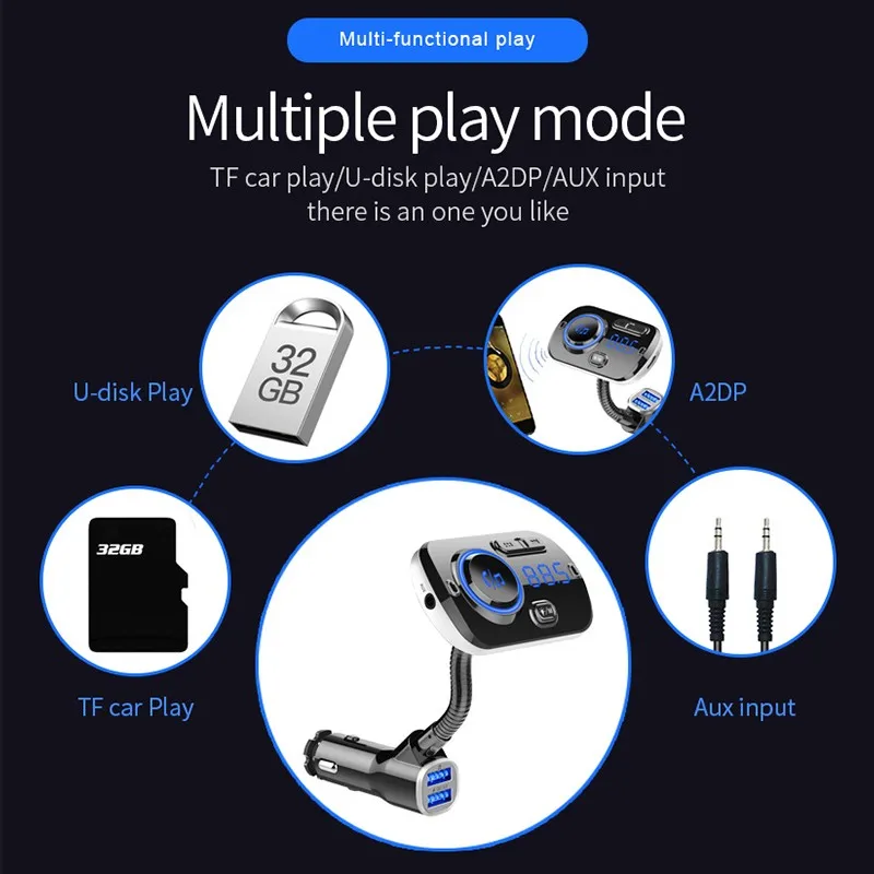 Bluetooth MP3 плеер автомобильный fm передатчик аудио mp3 с 3V.1A Quick Charge Dual USB Автомобильное