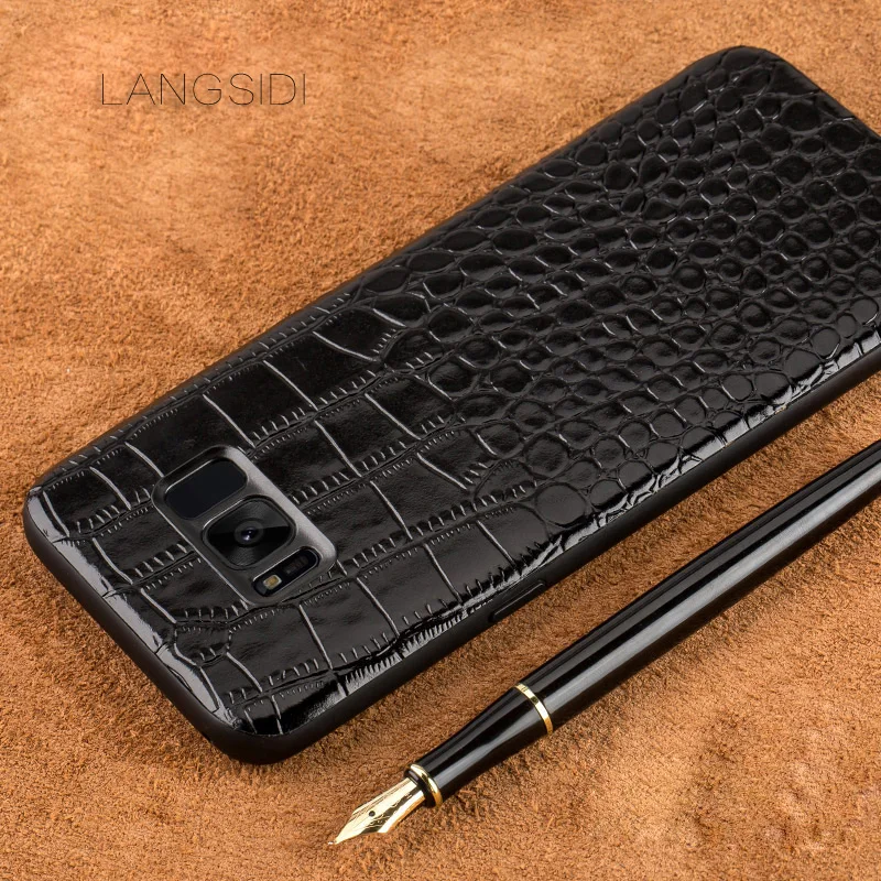 wangcangli phone case For Samsung Galaxy S8 Plus Real Calf leather Back Cover Case/crocodile texture Leather Case |