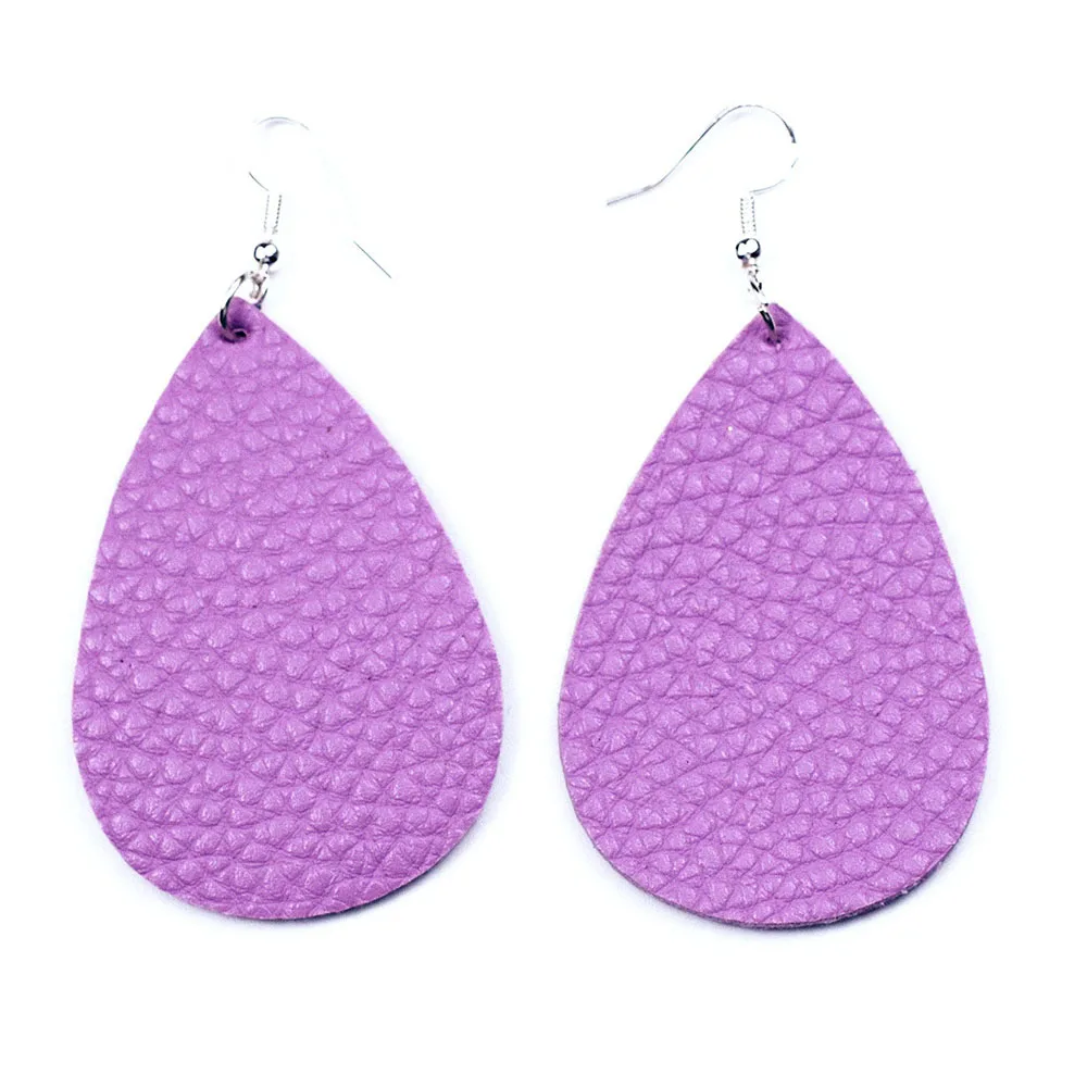 purple Женские серьги, минимализм, кожаные серьги, ПУ кожа, висячие серьги, модное ювелирное изделие, большие серьги для женщин, лучший друг, подарок, а407 - Окраска металла: purple