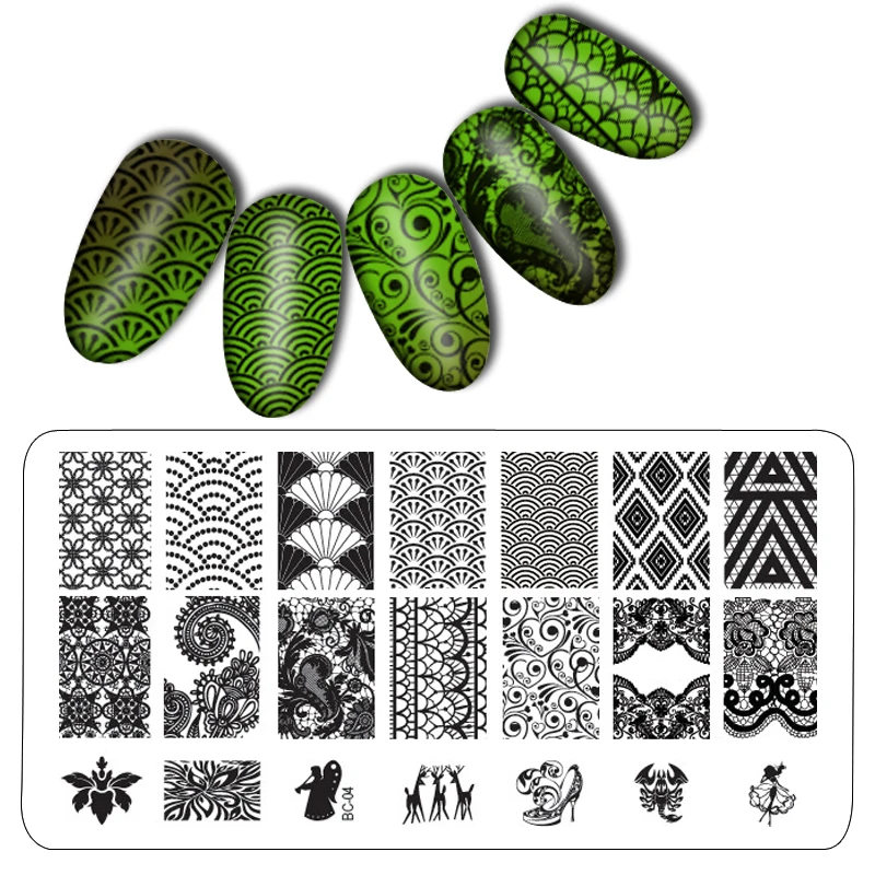 Кружевное цельнометаллическое изображение для ногтевого дизайна пластины Konad с